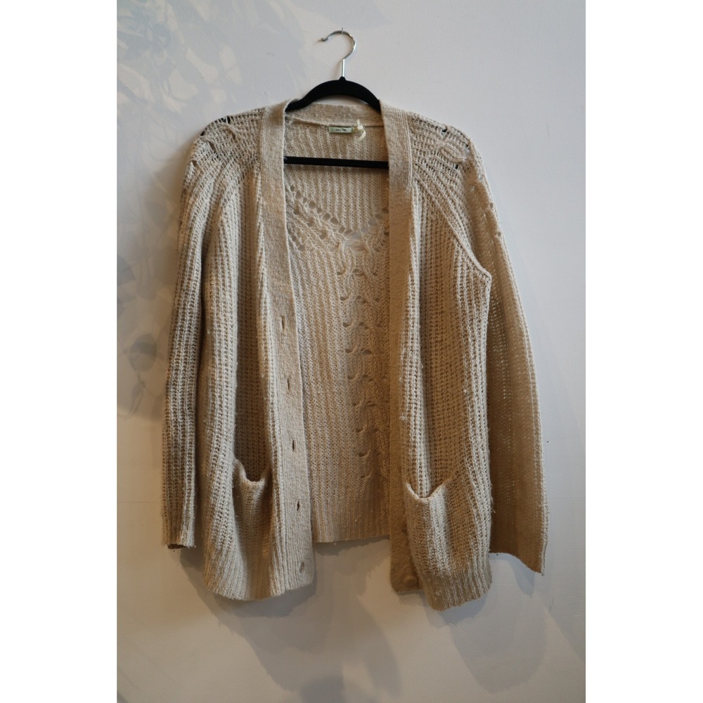 Kimchi Blue Urban Outfitters Beige Pointelle Cable Knit Cardigan Sweater Size M